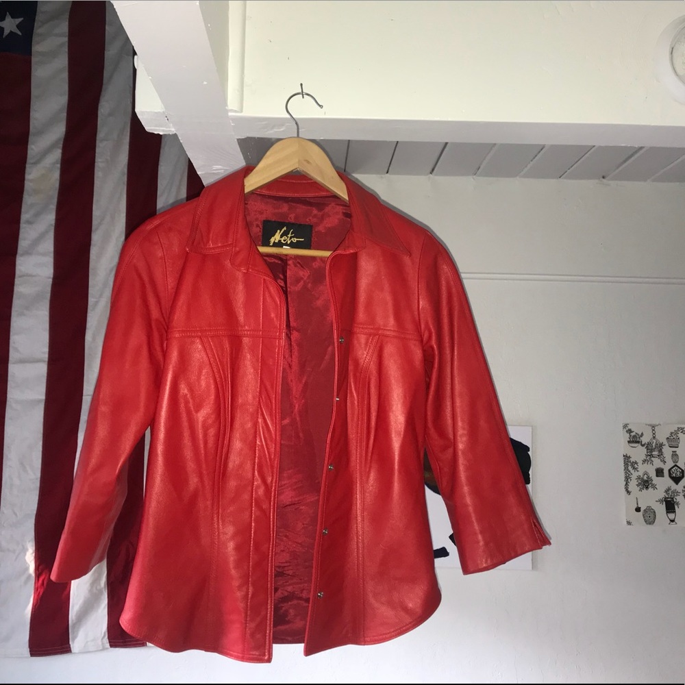 Neto Red Leather Jacket - Picture 3 of 3